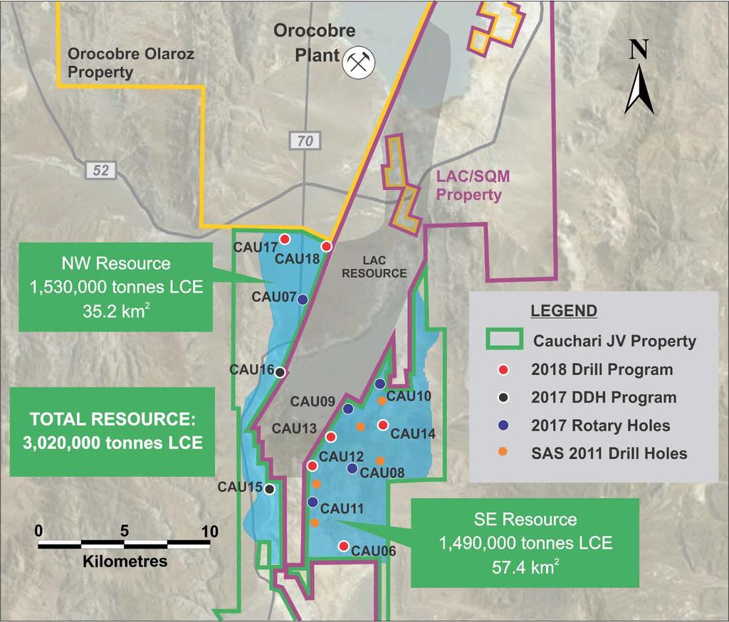 Figure 1: Plan map showing the location of the new Cauchari JV resource estimate.