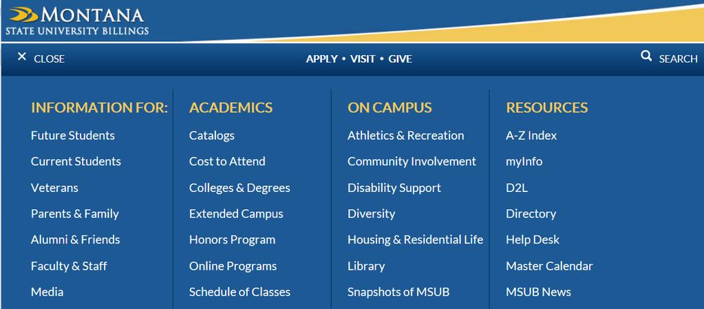 Click MyInfo to access Student