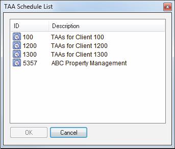 .. in the TAA Schedule Manager menu bar.