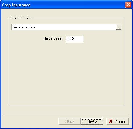In the Crop Insurance screen, select Great American
