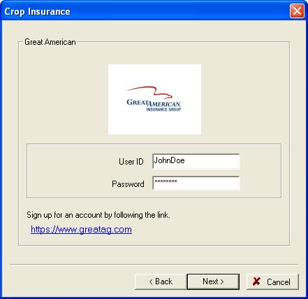 3. Enter the User ID and Password provided to you by Great American Insurance. If you do not have a User ID and/or Password, click https://www.greatag.