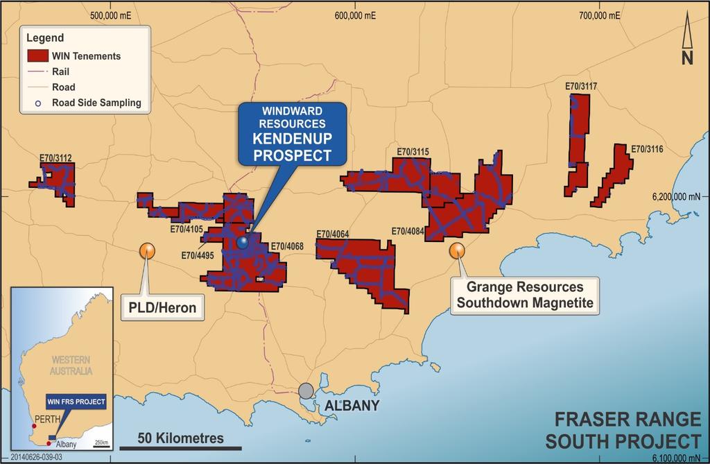 Exploration Fraser Range South Project 2,700km 2 tenure within the southern Fraser Range orogenic complex and contact zone with the southern Yilgarn Craton Kendenup target