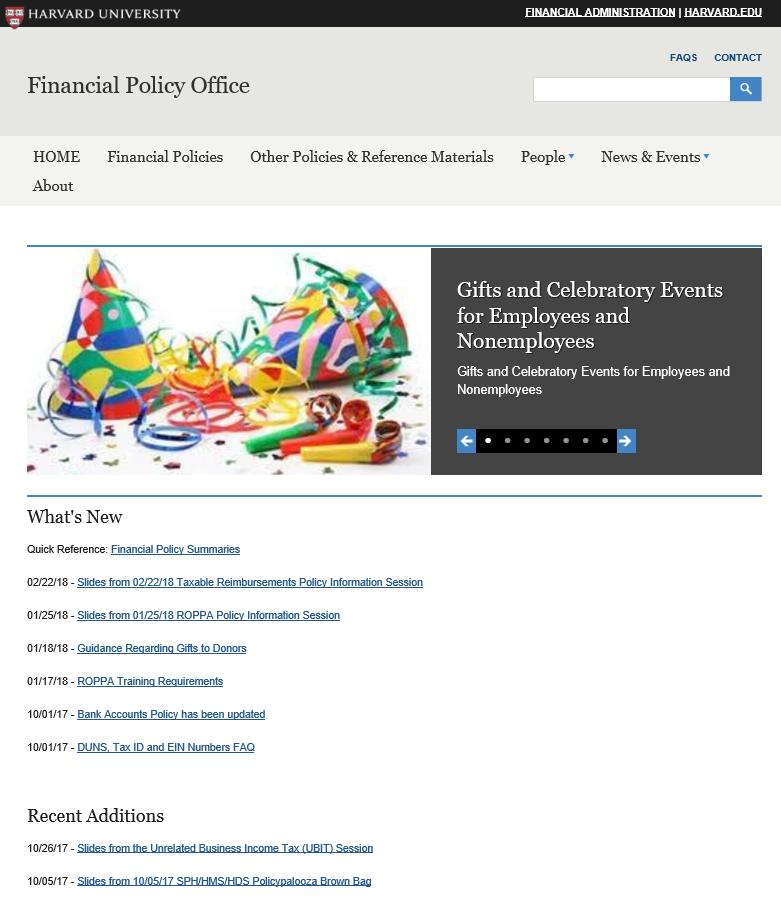Financial Policy Website: