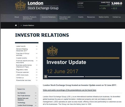 Contacts Paul Froud Head of Investor Relations Tel: +44 (0)20 7797 1186 email : pfroud@lseg.com Tom Woodley Investor Relations Manager Tel: +44 (0)20 7797 1293 email: twoodley@lseg.