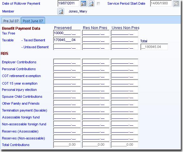 Task 5.1 - Recording Lump Sum Rollin Rollin Date Click to list Member Payment Clearing Account Entries Highlight the journal on the 19/07/2011 and click Select. Member Click Search to list Members.