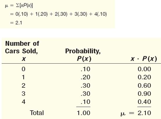 Mean of a Probability Distribution Example Variance and Standard