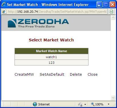 To Create Market Watch User can create Market Watch