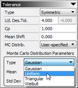 Select the CTRL dimension, and then in the Tolerance area of the Properties Explorer, set the MC Distribution to