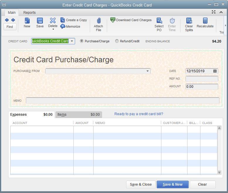 Entering Credit Card Charges Entering Credit Card Charges QuickBooks lets you choose when you enter your credit card charges.
