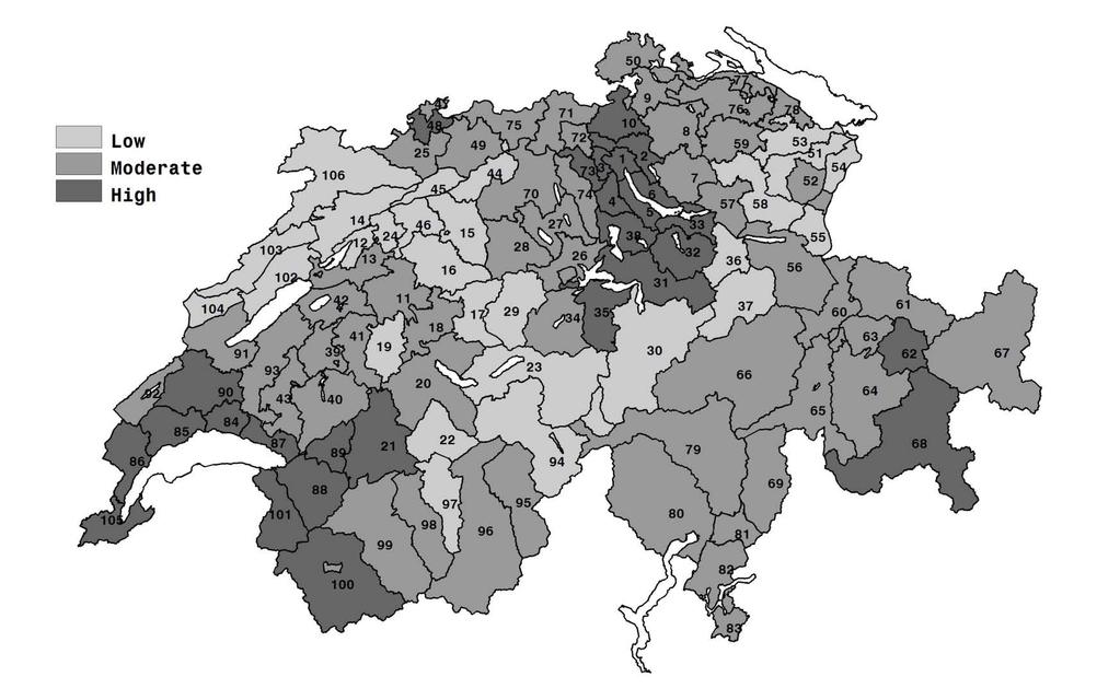 Market Activity Map for Swiss Owner-occupied Properties Market activity map for Swiss Owner-occupied Properties based on MS segmentation (mobilité spaciale) Market activity map is