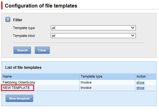 Import template created by the user The import template configuration is saved