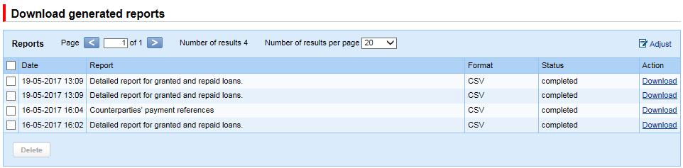 In order to generate an asynchronous report, select a report, specify your generation criteria, and press Generate CSV.