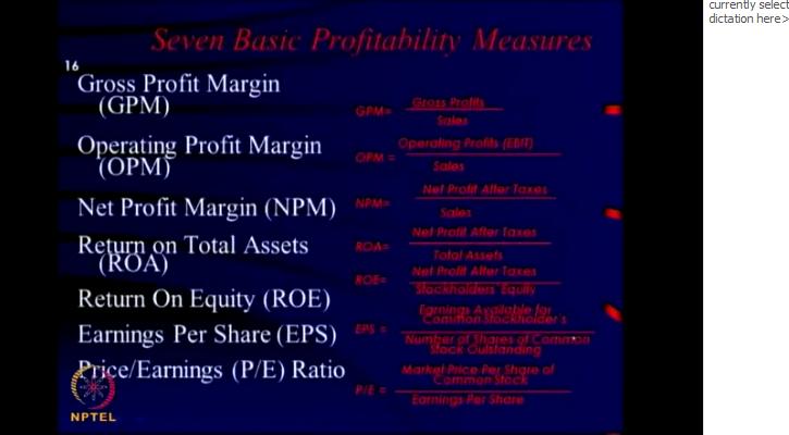The profitability ratios goes profit by sales your gross margin by sales, gives you the gross profit margin.