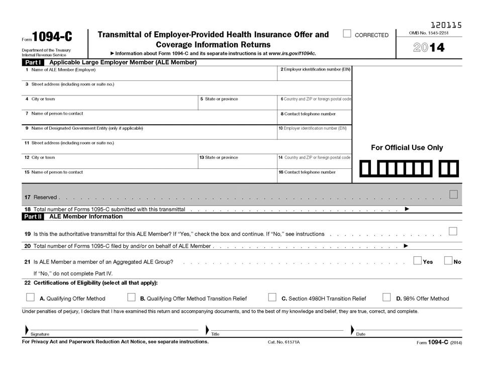 Form 1094-C http://www.irs.