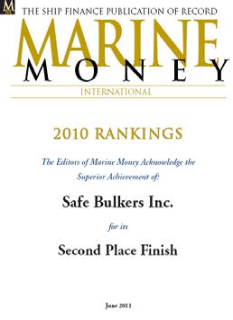 SB ranked Best Performing Shipping Company for the Year 2009 by Marine Money