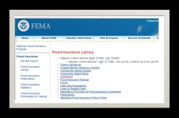 77 Resources for Insurance Agents and their Clients The Flood Insurance Library The Flood Insurance Library includes: Manuals Handbooks