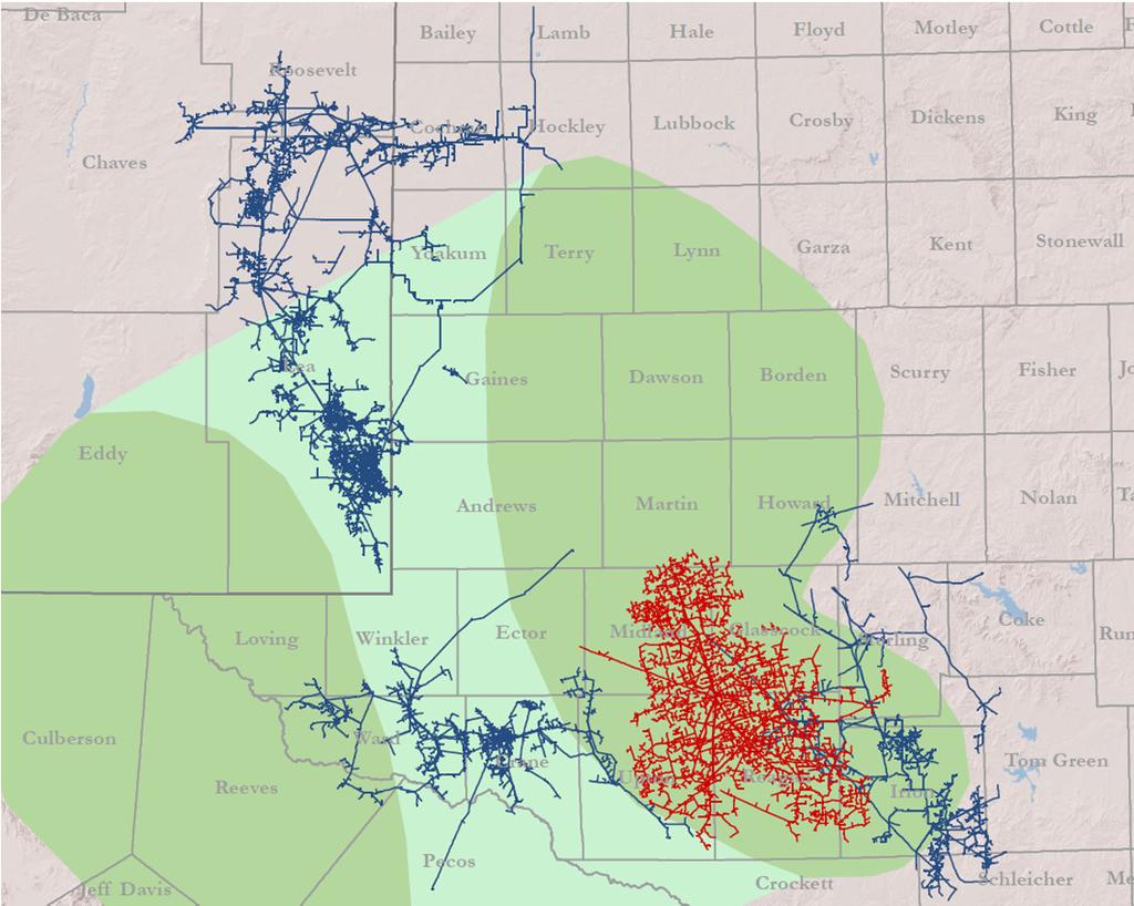 World Class Permian Footprint Atlas WestTX system sits in the core of the Midland Basin between Targa s existing SAOU and Sand Hills systems More than 75% of the rigs currently running in the Midland