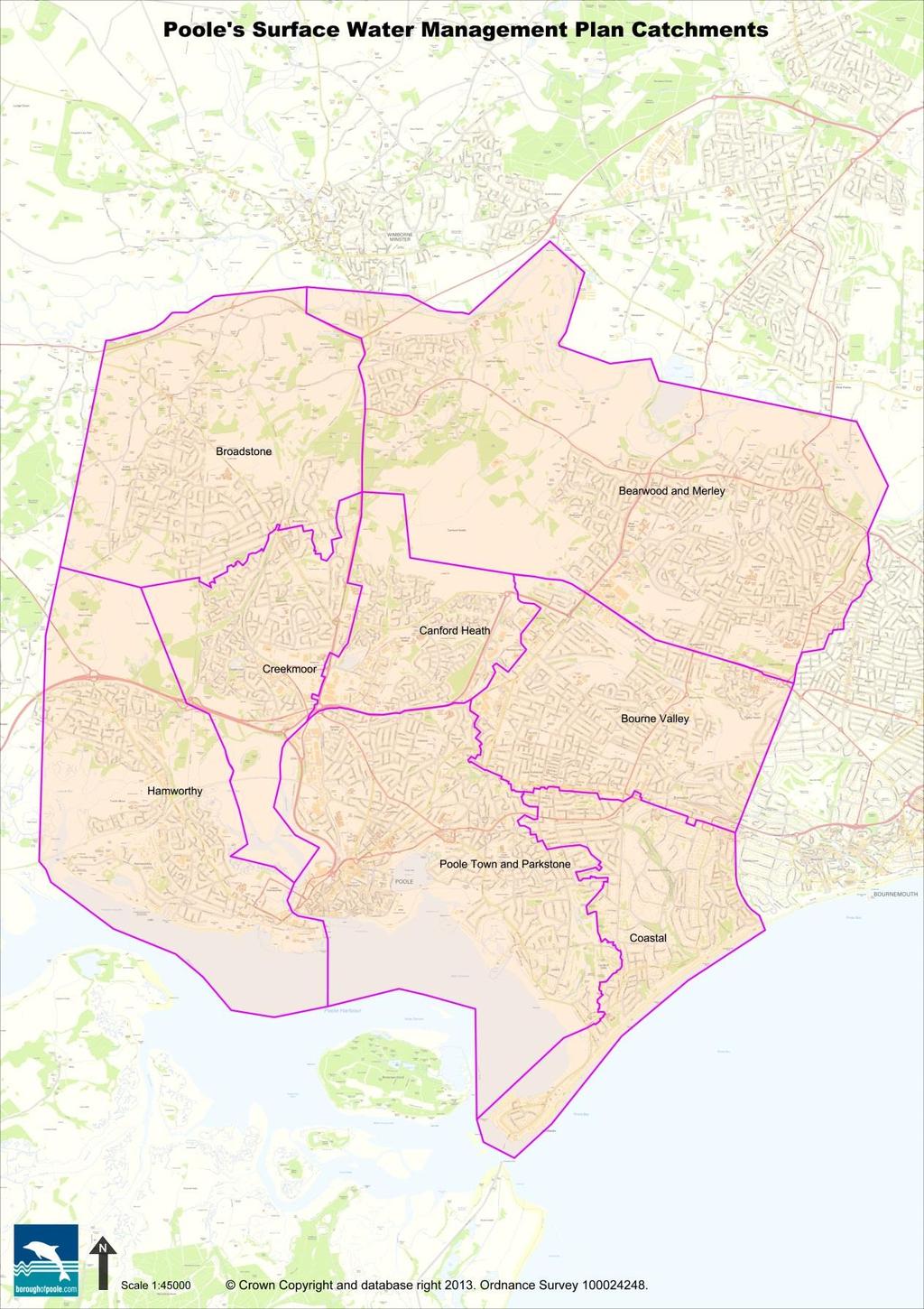 Appendix B SURFACE WATER FLOOD RISK CATCHMENT AREAS IN POOLE The Surface Water Management Plan boundaries follow,