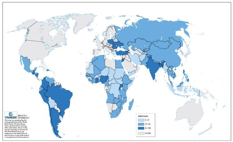 World Map of Power Sector Reform Index, 2015