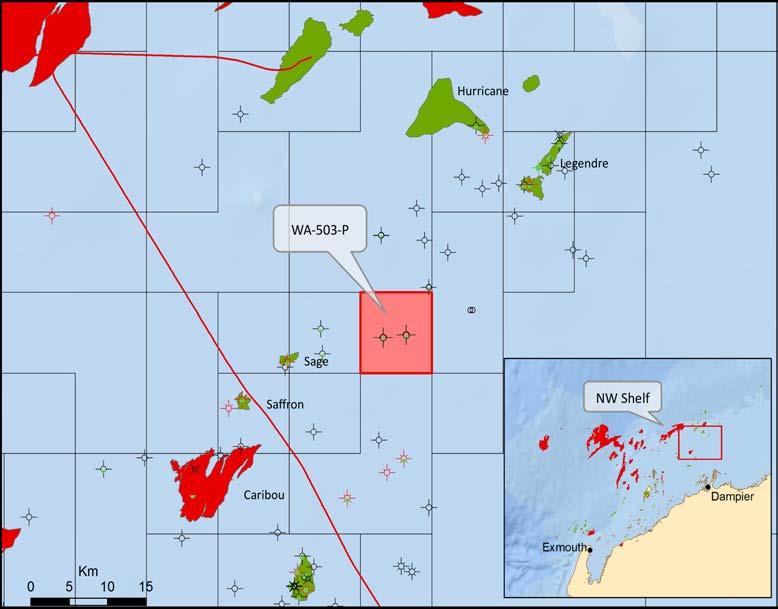 WA-503-P: Inboard North West Shelf Operator and 80% interest Located in shallow water on Legendre oil trend Three prospects identified on existing 3D seismic data Prospective resources independently