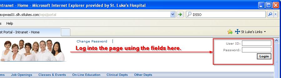 LOG INTO THE INTRANET SITE Once the page has loaded, you will need to log in using your network username and password.