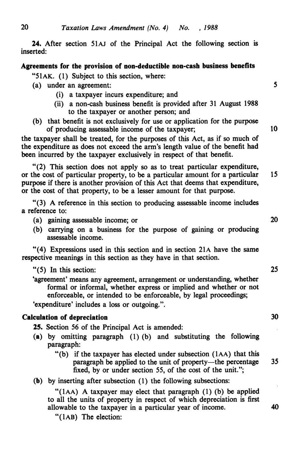 20 Taxation Laws Amendment (No. 4) No.,1988 24.