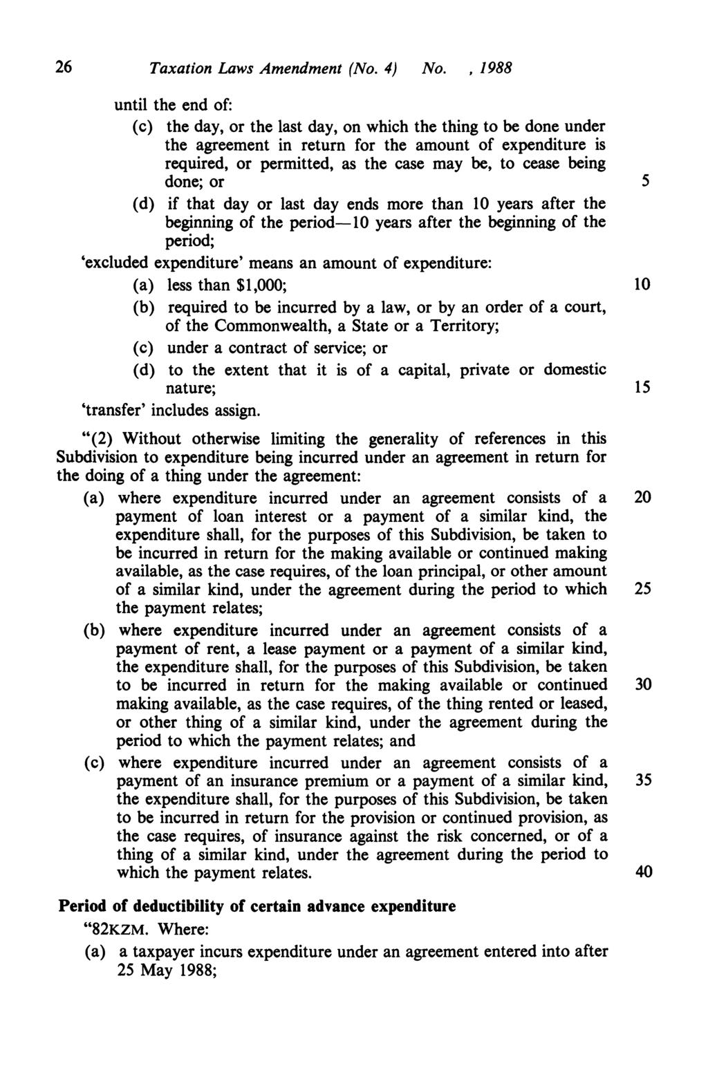 26 Taxation Laws Amendment (No. 4) No.