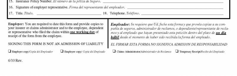 completing the employee section of the Employee Claim for Workers