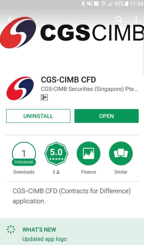 A. GETTING STARTED Step 1 Download the CGS-CIMB CFD mobile app onto your Apple or Android device.