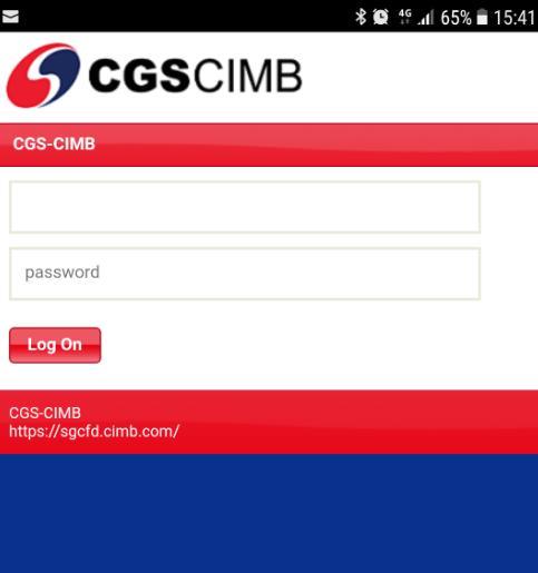 Step 2 Log in to the app using the same CGS-CIMB CFD User Name and Password and click log on to get