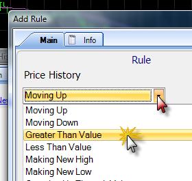 Create one Rule for price greater than the value 10 and one for the price less than the value 50.