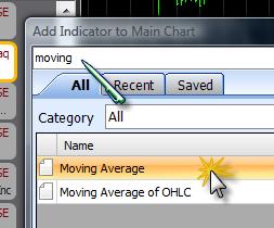 6. Click the Child Plots tab then click the Add Child Plot link. 7. Type moving in the Type to search field and choose Moving Average from the list and click the OK button. 8.