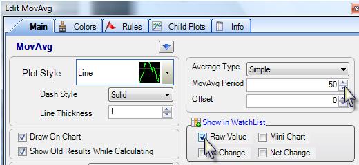 Click the OK buttons to close the two open windows. 10. If the new WatchList column is not visible to the right of each symbol, expand the WatchList window. 11.