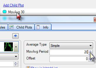 Choose Moving Average from the list. 4. Click the Add Child Plot link again and choose Moving Average from the list. 5.