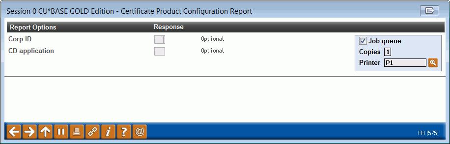 REPORTS Certificate Product Configuration Report A CU*BASE Report, the Certificate Product Configuration Report, lists whether a Certificate Type allows principal distributions.