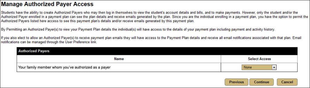 Step 9: Choose view access for this payment plan for authorized payer(s).