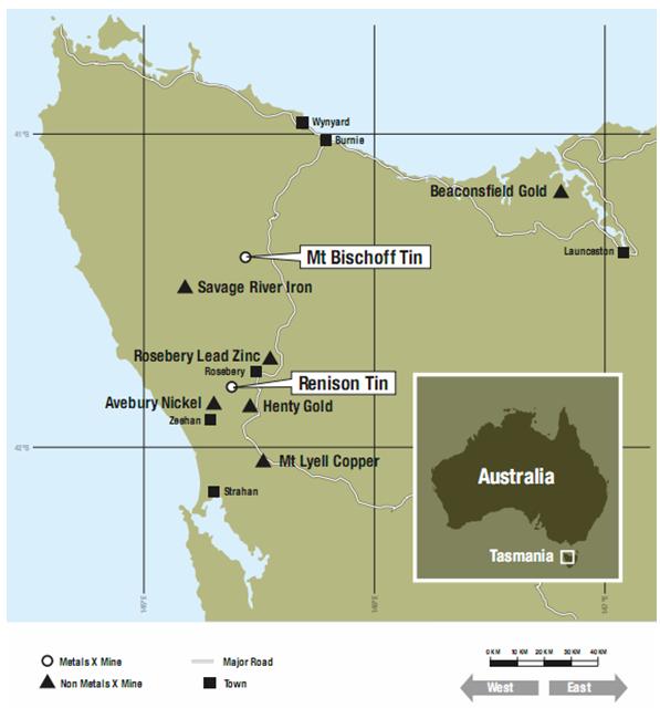 TIN TASMANIAN TIN OPERATIONS (50%) MLX Renison Production from 1968: 23Mt @ 1.4% Sn (225Kt recovered) Reserves 4.12Mt @ 1.28% Sn (53Kt) Resources 11.6Mt @ 1.