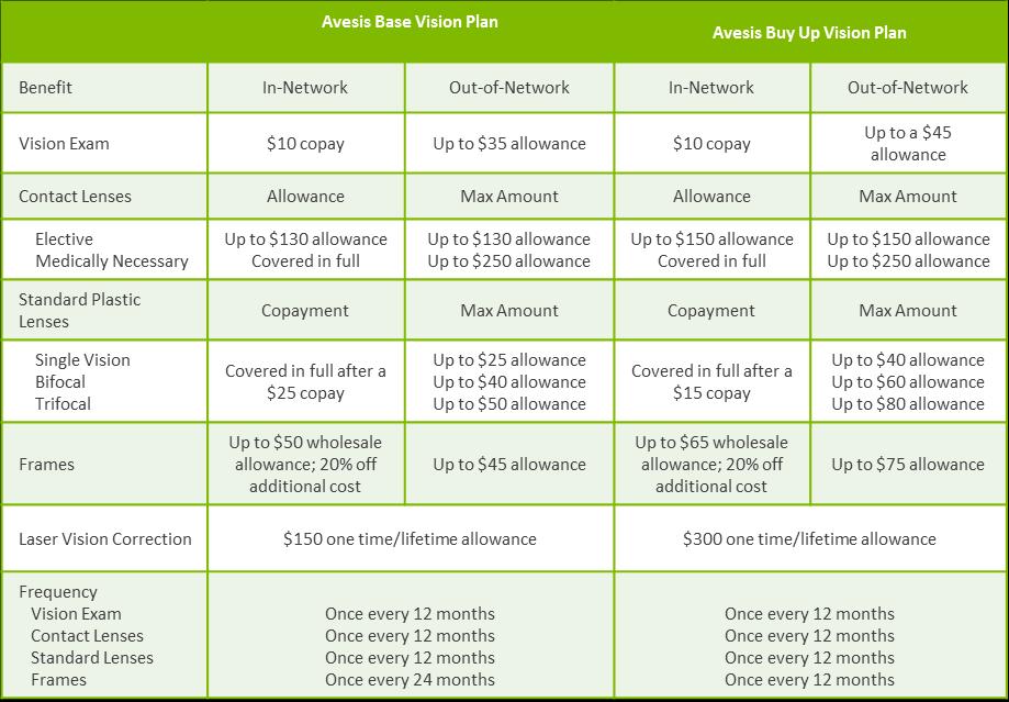 Vision Coverage Avesis Buy-Up Plan