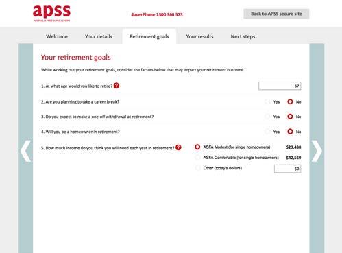 New online tools Introducing the new APSS Retirement Simulator and secure website update We are delighted to announce the launch of two key resources to make managing your super with APSS even easier.