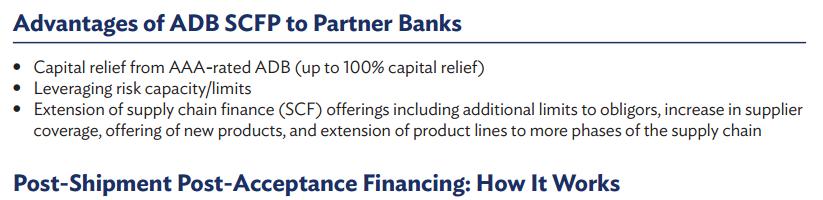 Supply Chain Finance Program works with corporates and PFIs to enhance SME access to working capital.