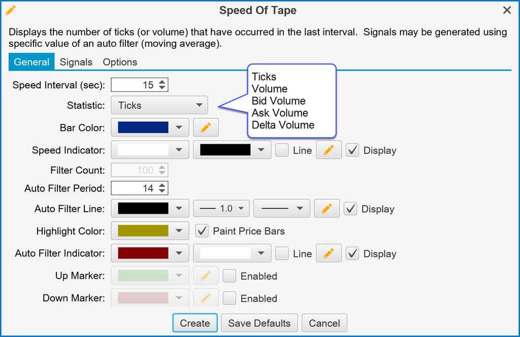 Speed of Tape Settings Speed of Tape Example