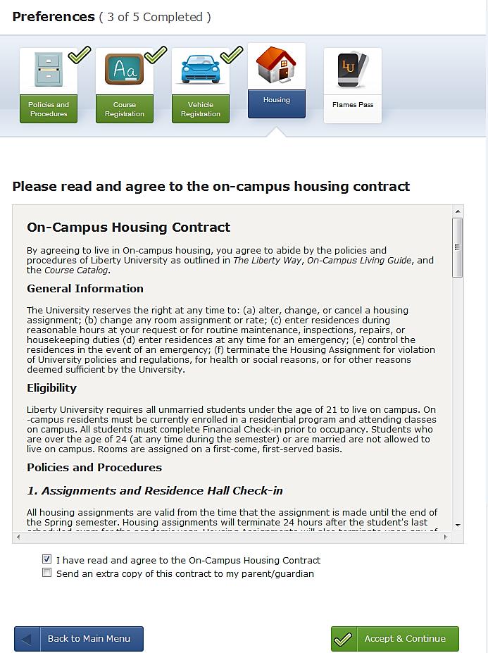 Student Housing - On Campus Contract On Campus Contract Students not