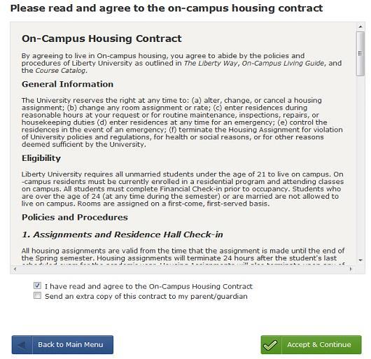 Campus Housing Contract.