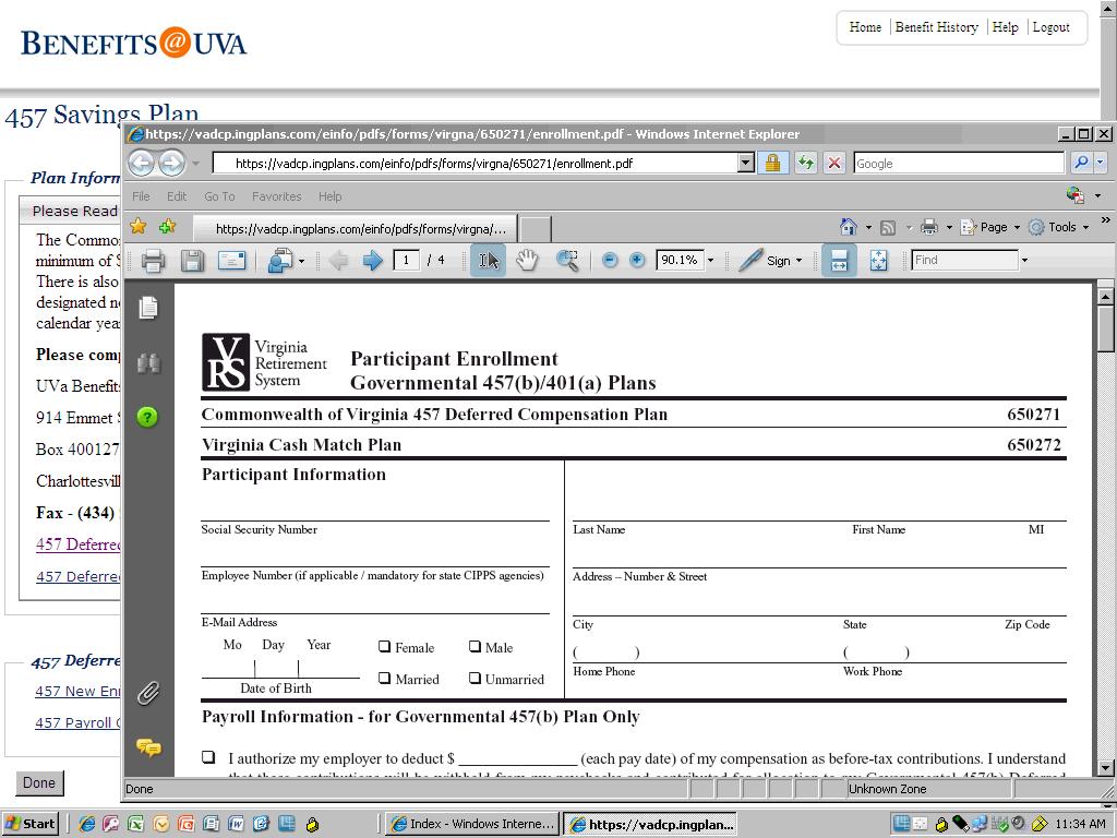 9. The form displays. Print, complete, and send the form to Human Resources. Click the Close button. 10.