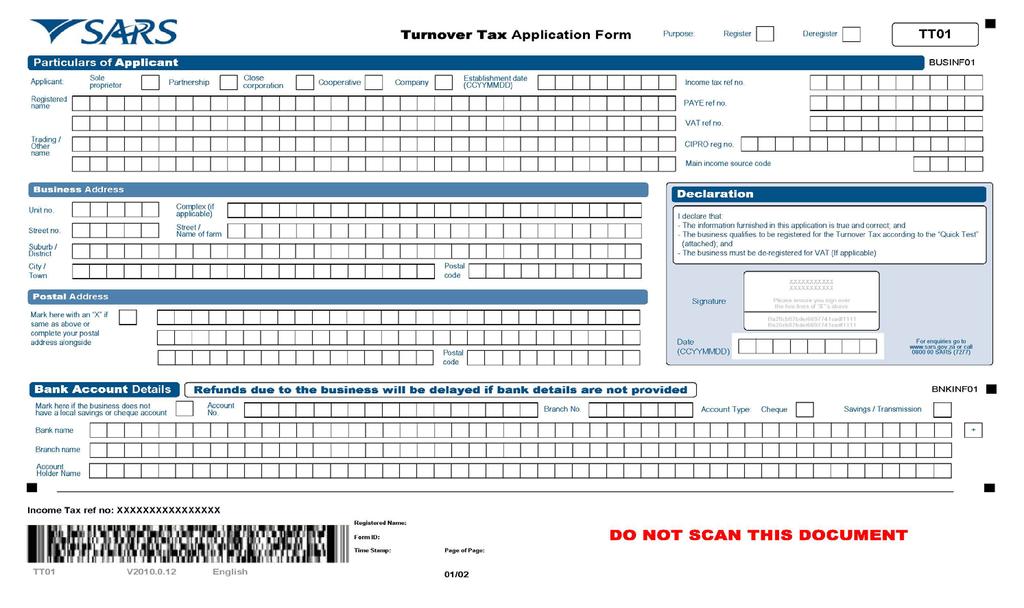 Annexure B Application form to register for