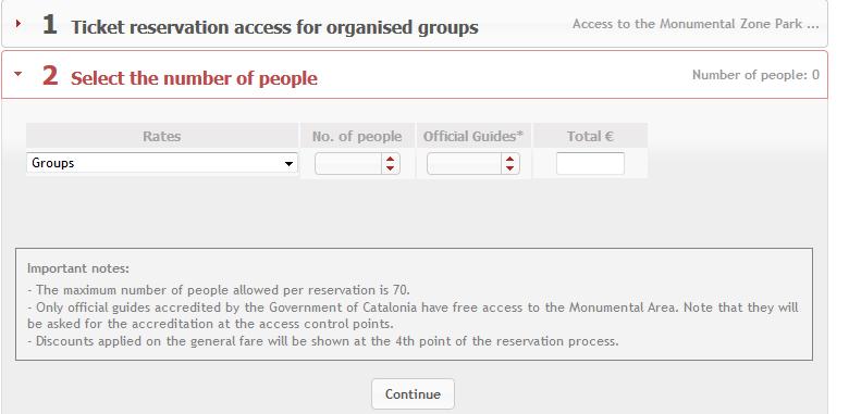 Select the number of people Note that discounts will be applied on the General ticket fare after