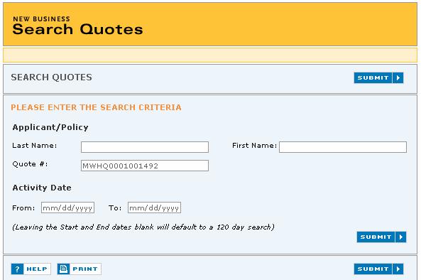 Search Quotes You can search for a quote by