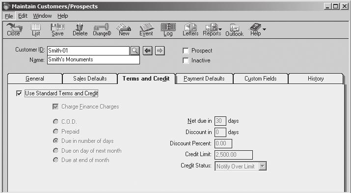 customer s account. Step 1: Click the Terms and Credit tab. The Customer Terms and Credit dialog box will appear as shown in figure 4 6.