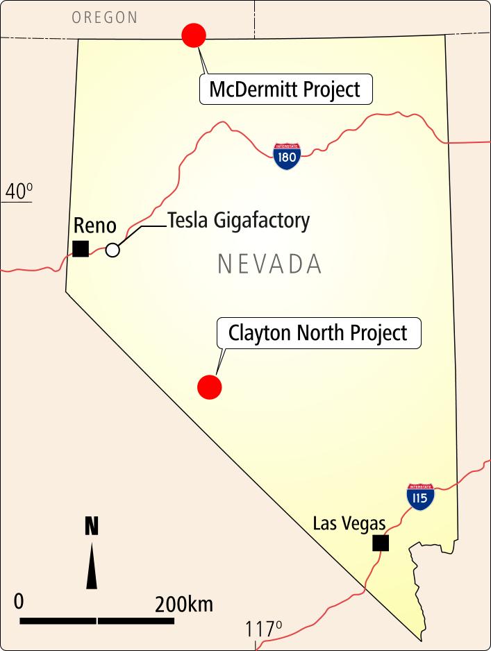 US Lithium McDermitt and Clayton North Projects acquired June 2018 1. Lithium bearing sediments outcropping over extensive areas.