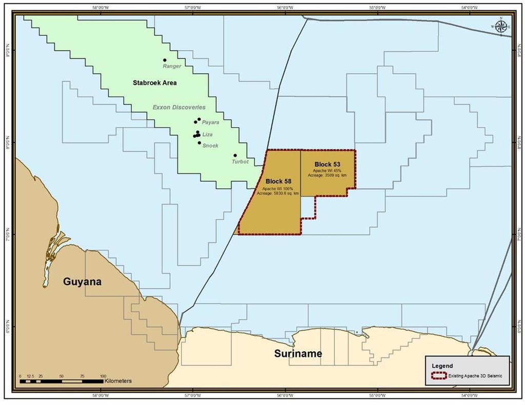 SURINAME: HIGH IMPACT OIL EXPLORATION Massive acreage blocks near proven oil province Block 58 seismic processing complete,